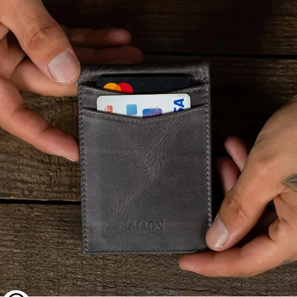 LEATHER Modern Gray Men's Slim Wallet